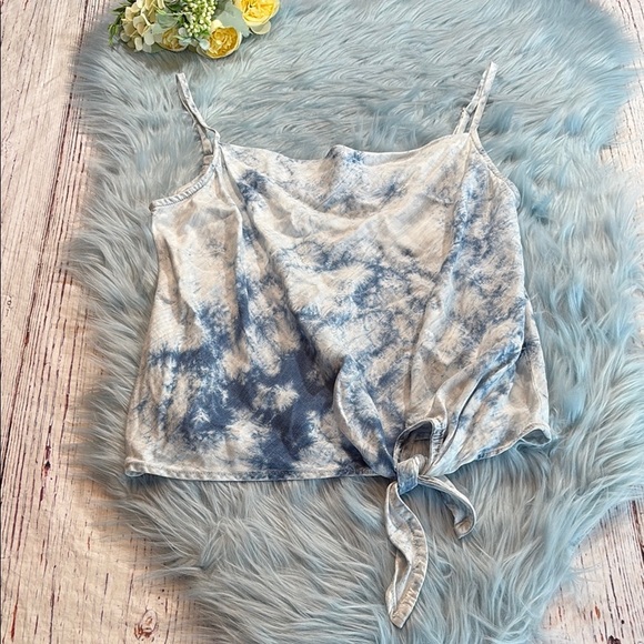 Bella Dahl Bias Cowl Neck Tie Up Cami in Cloud Wash sz M - Picture 2 of 10